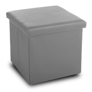 Puf Cubo Tipo Otomanotapizado En Polipiel Asiento Reposapies Individual +  Almacenamiento 38 X 38 X 38 - Gris con Ofertas en Carrefour