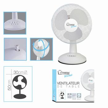 Ventilador De Mesa Blanco Diámetro 30 X H 50 Cm 3 Velocidades 45w Gran Calidad/precio