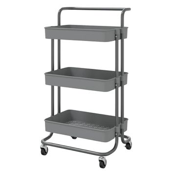 Camarera Carrito Cocina, Carro Gris Claro Con Ruedas 42x38x84 Cm