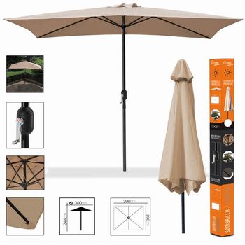 Sombrilla Jardín, Parasol,  Beige 180 Gr - 2 X 3 M