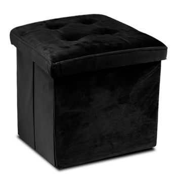 Puff Ottoman Velvet Negro 38 X 38 X 38 Cm