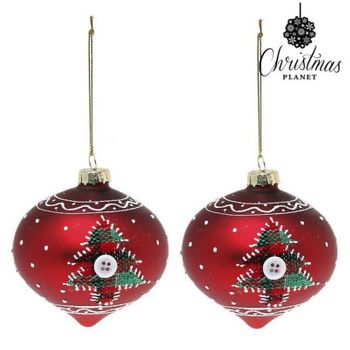 Bolas De Navidad 8 Cm (2 Uds) Cristal Rojo