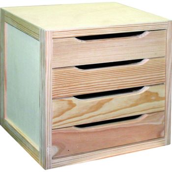 Cajonera De 4 Cajones De Madera De Pino Maciza Astigarraga Natura 37.5x39x30cm