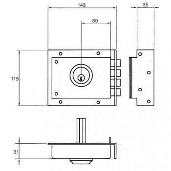 Cerradura Jis 229 8x12/ Derecha