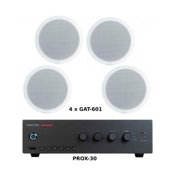 Fonestar Pack Ahorro A100 - Amplificador Prox-30 + Cuatro Altavoces De Techo Gat-601