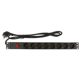 Regleta Eléctrica De 8 Tomas Fonestar, Ideal Para Armarios Y Muebles Rack De 19", Material De Pvc, Acabado Negro