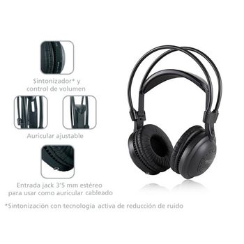 Auriculares Inalámbricos Estéreo Fonestar Por Radiofrecuencia Uhf, Con Control De Volumen, Sistema Ajustable