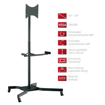 Soporte De Tv Para Suelo Fonestar Vesa 100 / 200, Para Pantallas Planas De  10 A 37 Pulgadas, Soporta Hasta 40 Kg, Con Ruedas con Ofertas en Carrefour