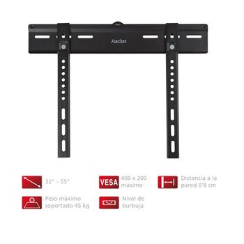 Soporte De Tv De 32" A 55" Fijo Extraplano Fonestar, Distancia De Pared 0,8cm, Vesa 400 X 200, Soporta Hasta 45 Kg