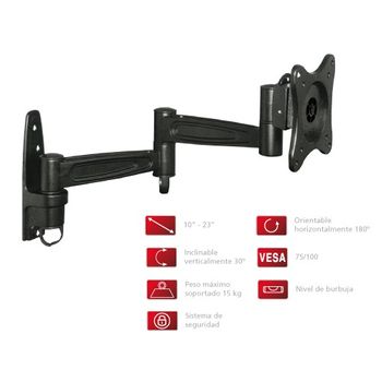 Soporte Para Tv De 13" A 27" Fonestar Extensible Hasta 41 Cm De La Pared, Vesa 100x100 De Color Negro