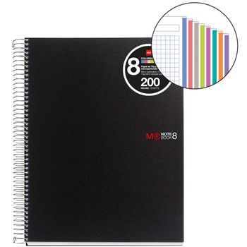 Cuaderno A5 Notebook 8 Pp Negro 200 Hojas