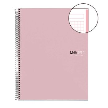 Miquelrius 46578 - Cuaderno Libreta, Tapa Dura Cartón, A4, 80 Hojas De Cuadros De 90 Gramos, 4 Taladros, Color Arena