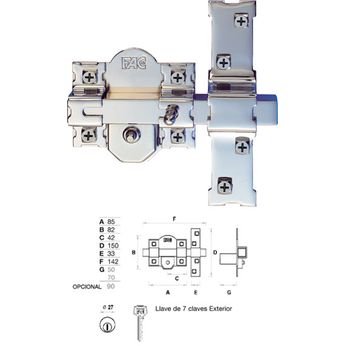 FAC 91-C/80, Cerrojo sobreponer interior.