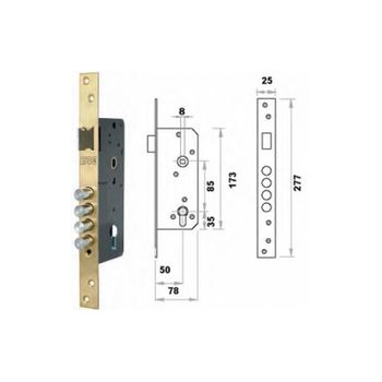 Cerradura Embutir Madera 701/50 Pi. Bul Laton Fac