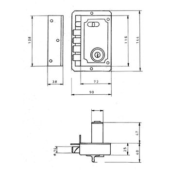 Cerradura Seguridad Sobreponer 144x90mm S-90 Dor Pic/4pas Izq Fac