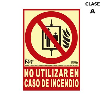 Seãal De Extinciãn ''no Utilizar En Caso De Incendio'' Clase A (pvc 1mm) 21x30cm - Neoferr..