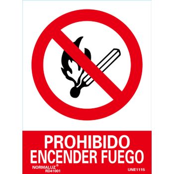Se¾al Pvc Prohibido Encender Fuego 21x30 Cm