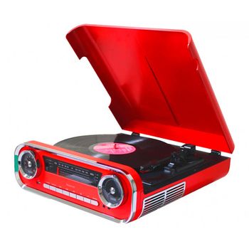 Lauson 01tt17 Rojo Tocadiscos Vintage 3 Velocidades Bluetoot