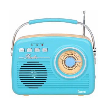 Lauson Ra142 Radio Vintage Azul Crema Analógica Con Altavoz Integrado 2w Am/fm Batería Recargable Bluetooth Usb Sd