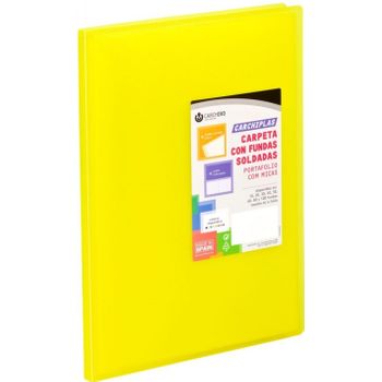 Carpeta 60 Fundas Soldadas A4 Tapa Flexible Color Amarillo Carchiplas