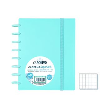 Cuaderno Ingeniox A5 Menta Pastel 100 Hojas Cuadrícula