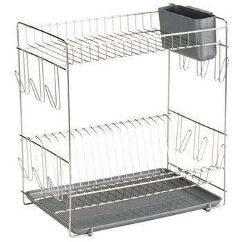 Escurreplatos De Cocina Doble Sauvic 18 Platos Inox