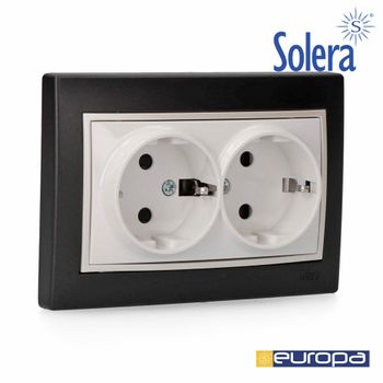 Base Bipolar Fija Doble 2p+t 16a Negro Seuropa Solera - Neoferr*