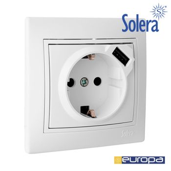 Base Bipolar Con T/t Lateral 16a 250v Usb 16a Serie Europa Solera [e3-65330]