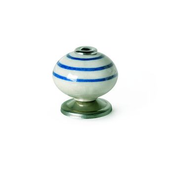 Pomo Redondo Porcelana 35 Mm Oval Rayas Azul