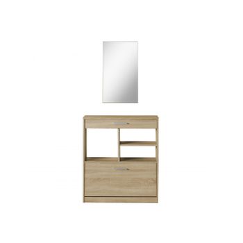 Topkit | Mueble Zapatero Tiber 1ab | Zapatero Con Espejo | Zapatero Recibidor De 1 Puerta Abatible |roble