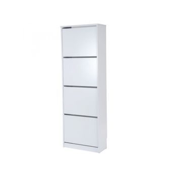 Topkit |mueble Zapatero Rin 53ab | Zapatero Estrecho Alto | Armario Zapatero | Zapatero Económico 4 Puertas Abatibles. | Blanco