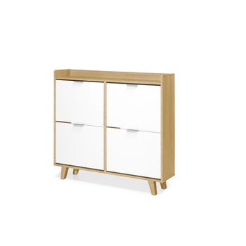 Topkit | Mueble Zapatero 4 Puertas 2181| Armario Zapatero | Zapatero Recibidor De 4 Puertas Abatibles | Roble Blanco