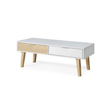 Topkit | Mesa De Centro Con 2 Cajones 2279 | Mesa De Centro | Mesa Auxiliar De Salón | Blanco Roble