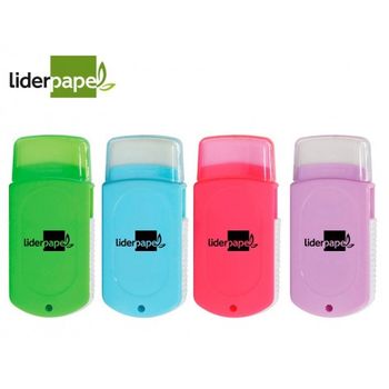 Goma Liderpapel Rectangular Con Protector Plastico Sacapuntas 2 Usos Y Cepillo Colores Surtidos (pack De 20 Uds.)