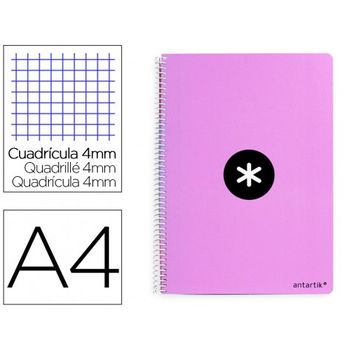 Cuaderno Espiral Liderpapel A4 Antartik Tapa Dura 80h 100gr Cuadro 4mm Con Margen Color Lavanda (pack De 3 Uds.)