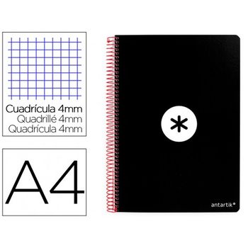 Cuaderno Espiral Liderpapel A4 Antartik Tapa Dura 80h 100gr Cuadro 4mm Con Margen Color Negro (pack De 3 Uds.)