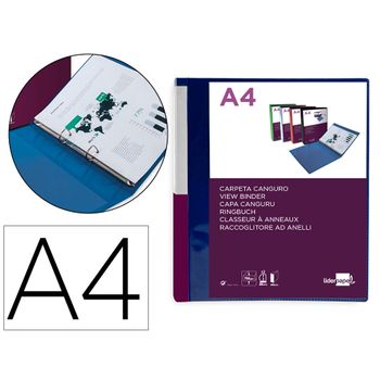 Carpeta Liderpapel Canguro 2 Anillas 25 Mm Mixtas Polipropileno Din A4 Azul Translucido