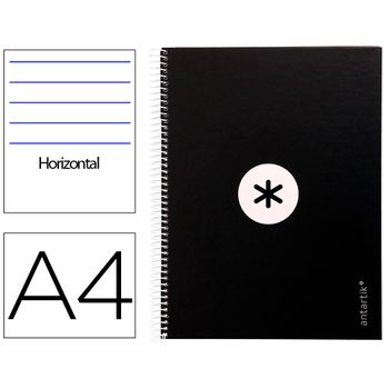 Cuaderno Espiral Liderpapel A4 Micro Antartik Tapa Forrada80h 90 Gr Horizontal 1 Banda 4 Taladros Color Negro