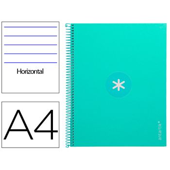 Cuaderno Espiral Liderpapel A4 Micro Antartik Tapa Forrada80h 90 Gr Horizontal 1 Banda 4 Taladros Color Menta