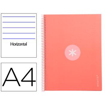 Cuaderno Espiral Liderpapel A4 Micro Antartik Tapa Forrada80h 90 Gr Horizontal 1 Banda 4 Taladros Color Rosa Claro