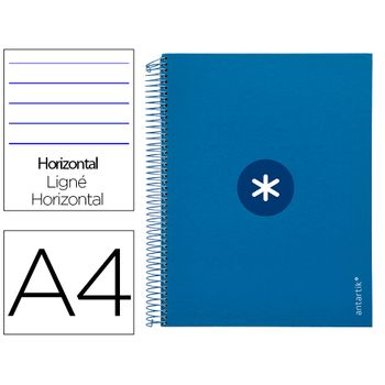 Cuaderno Espiral Liderpapel A4 Micro Antartik Tapa Forrada120h 100 Gr Horizontal 5 Banda4 Taladros Color Azul Oscuro