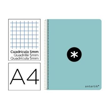 Cuaderno Espiral Liderpapel A4 Micro Antartik Tapa Dura 80h 100 Gr Cuadro 5mm Sin Bandas 4 Taladros Color Menta