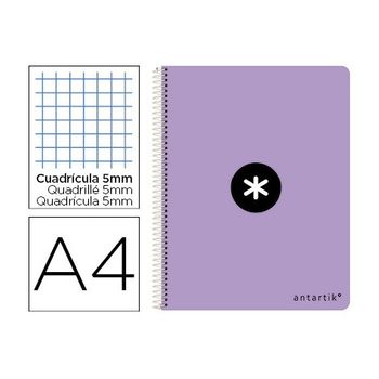 Cuaderno Espiral Liderpapel A4 Micro Antartik Tapa Dura 80h 100 Gr Cuadro 5 Mm Sin Bandas 4 Taladros Color Lavanda