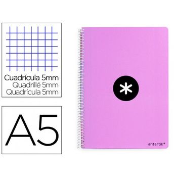 Cuaderno Espiral Liderpapel A5 Antartik Tapa Dura 80h 100 Gr Cuadro 5mm Color Lavanda