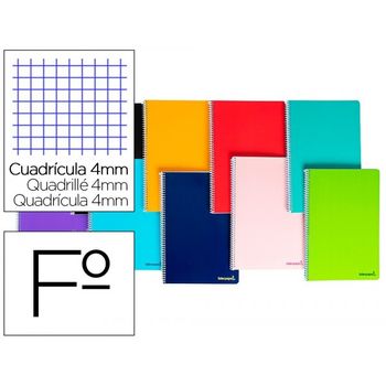 Cuaderno Espiral Liderpapel Folio Smart Tapa Blanda 80h 60gr Cuadro 4 Mm Con Margen Colores Surtidos