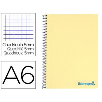 Cuaderno Espiral Liderpapel A6 Micro Wonder Tapa Plastico 120h 90 Gr Cuadro 5mm 4 Bandas Color Amarillo