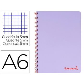 Cuaderno Espiral Liderpapel A6 Micro Wonder Tapa Plastico 120h 90 Gr Cuadro 5mm 4 Bandas Color Violeta