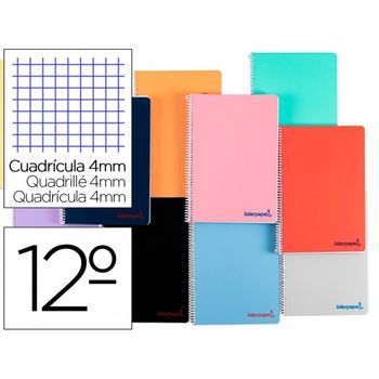 Cuaderno Espiral Liderpapel A4 Wonder Tapa Plastico 80h 90gr Cuadro 4mm Con Margen Colores Surtidos
