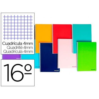 Cuaderno Espiral Liderpapel Bolsillo Dieciseavo Smart Tapa Blanda 80h 60gr Cuadro 4mm Colores Surtidos