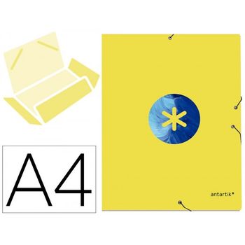 Carpeta Liderpapel Antartik Gomas A4 3 Solapas Carton Forrado Trending Color Amarillo